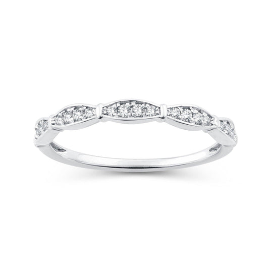 EternalDia 0.12 Cttw Diamond Eternity Stackable Band Ring in 10k White Gold - EternalDia