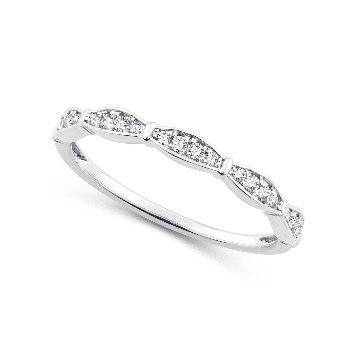 EternalDia 0.12 Cttw Diamond Eternity Stackable Band Ring in 10k White Gold - EternalDia