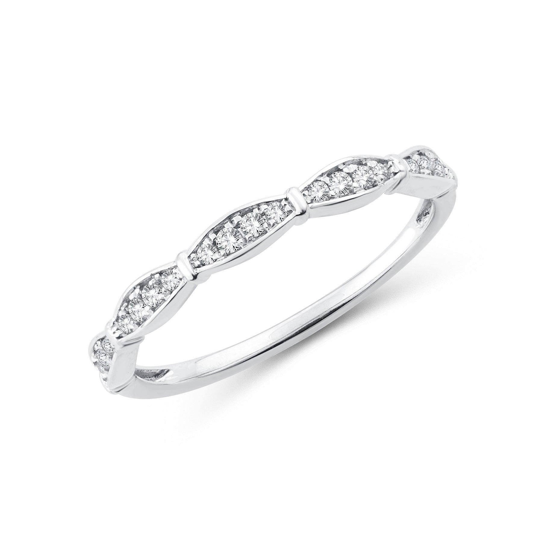 EternalDia 0.12 Cttw Diamond Eternity Stackable Band Ring in 10k White Gold - EternalDia