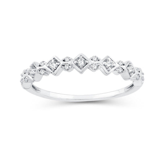 EternalDia 0.15 Cttw Diamond Wedding Stackable Band in 10k White Gold - EternalDia