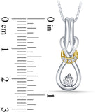 EternalDia Real Diamond Love Knot Pendant and Ring Ensemble Set in 925 Silver & 10Kt Yellow Gold Two Toned. - EternalDia