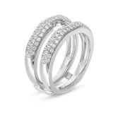 3/4 Cttw Diamond Multi-Row Solitaire Enhancer Ring In 14K White Gold (0.25 Cttw, I-I2) Diamond Guard Ring