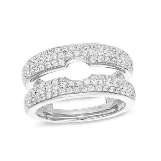 3/4 Cttw Diamond Multi-Row Solitaire Enhancer Ring In 14K White Gold (0.25 Cttw, I-I2) Diamond Guard Ring