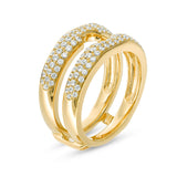 3/4 Cttw Diamond Multi-Row Solitaire Enhancer Ring In 14K Yellow Gold (0.25 Cttw, I-I2) Diamond Guard Ring