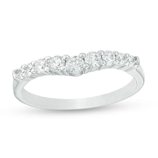 3/8 Cttw Diamond Contour Band in 14K White Gold (0.37 Cttw,I-I2) Diamond Wedding Band Ring