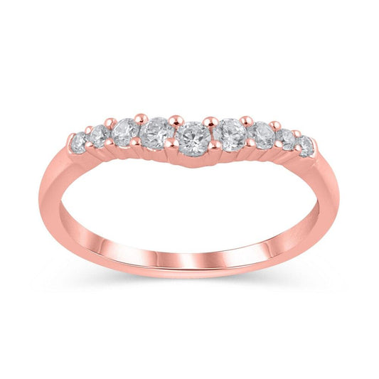 1/2 Cttw Diamond Contour Band in 14K Rose Gold (0.50 Cttw,I-I2) Diamond Wedding Band Ring