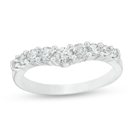 1/2 Cttw Diamond Contour Band in 14K White Gold (0.50 Cttw,I-I2) Diamond Wedding Band Ring