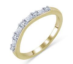 EternalDia 1/4 cttw Baguette and Round Diamond Curved Wedding Band in 14K Gold (IJ/I1-I2) - EternalDia