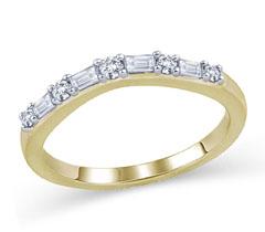 EternalDia 1/4 cttw Baguette and Round Diamond Curved Wedding Band in 14K Gold (IJ/I1-I2) - EternalDia