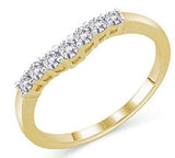 EternalDia 1/4 cttw Seven Stone Curved Diamond Wedding Band in 14K Gold (IJ/I1-I2) - EternalDia