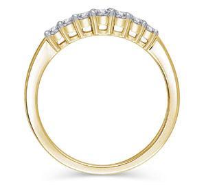 EternalDia 1/4 cttw Seven Stone Curved Diamond Wedding Band in 14K Gold (IJ/I1-I2) - EternalDia
