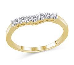 EternalDia 1/4 cttw Seven Stone Curved Diamond Wedding Band in 14K Gold (IJ/I1-I2) - EternalDia