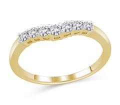 EternalDia 1/4 cttw Seven Stone Curved Diamond Wedding Band in 14K Gold (IJ/I1-I2) - EternalDia