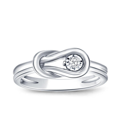 EternalDia Real Diamond Love Knot Earring and Ring Ensemble Set in 925 Sterling Silver. - EternalDia