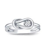 EternalDia Real Diamond Love Knot Earring and Ring Ensemble Set in 925 Sterling Silver. - EternalDia