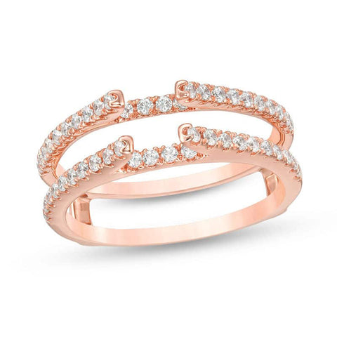 1/2 Cttw Diamond Lined Ring Solitaire Enhancer in 14K Rose Gold (0.50 Cttw, I-I2) Diamond Guard Ring