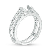 1/2 Cttw Diamond Lined Ring Solitaire Enhancer in 14K White Gold (0.50 Cttw, I-I2) Diamond Guard Ring