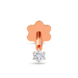 EternalDia 2.4mm Diamond Nose Stud/Lip Labret/Screw Ring Piercing Pin Bone 14K Rose Gold 18 & 19.5 Gauge (GH/I1-I2)