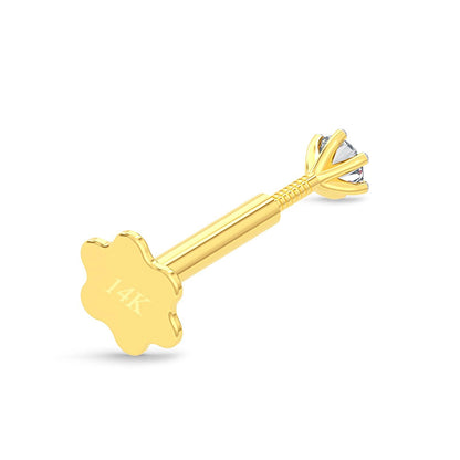EternalDia 2.4mm Diamond Nose Stud/Lip Labret/Screw Ring Piercing Pin Bone 14Kt Gold 18 Gauge (GH/I1-I2)