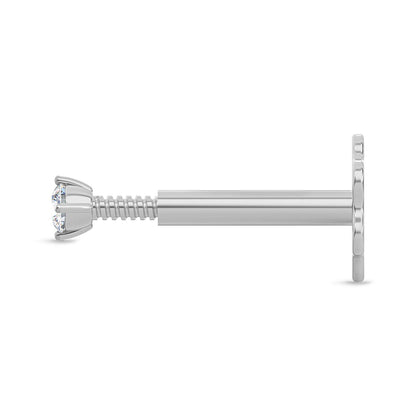 EternalDia 2.3mm Diamond Nose Stud/Lip Labret/Screw Ring Piercing Pin Bone 14k White Gold 18 & 19.5 Gauge (GH/I1-I2)