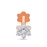 EternalDia Diamond Flower Nose Piercing Pin Screw Ring Stud 4.25mm 14k Rose Gold 18 & 19.5 Gauge (G-H Color/I1-I2Clarity)