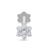 EternalDia Diamond Flower Nose Piercing Pin Screw Ring Stud 4.25mm 14k White Gold 18 & 19.5 Gauge (G H Color/ I1-I2Clarity)