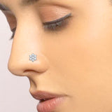 EternalDia Flower Diamond Nose Stud Pin Screw Nose Ring Stud 4.25mm 14k White Gold 18 Gauge Diamond Color G-H/ Diamond Clarity I1-I2