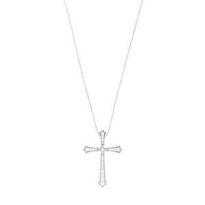 EternalDia 1/4 CT T.W. Diamond 10kt White Gold Cross Pendant. - EternalDia