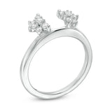 1/4 Cttw Diamond Starburst Solitaire Enhancer Ring In 14K White Gold (0.25 Cttw, I-I2) Diamond Guard Ring