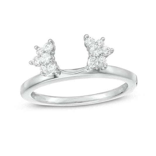 1/4 Cttw Diamond Starburst Solitaire Enhancer Ring In 14K White Gold (0.25 Cttw, I-I2) Diamond Guard Ring