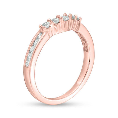 3/8 Cttw Diamond Contour Band in 14K Rose Gold (0.37 Cttw,I-I2) Diamond Weeding Band Ring