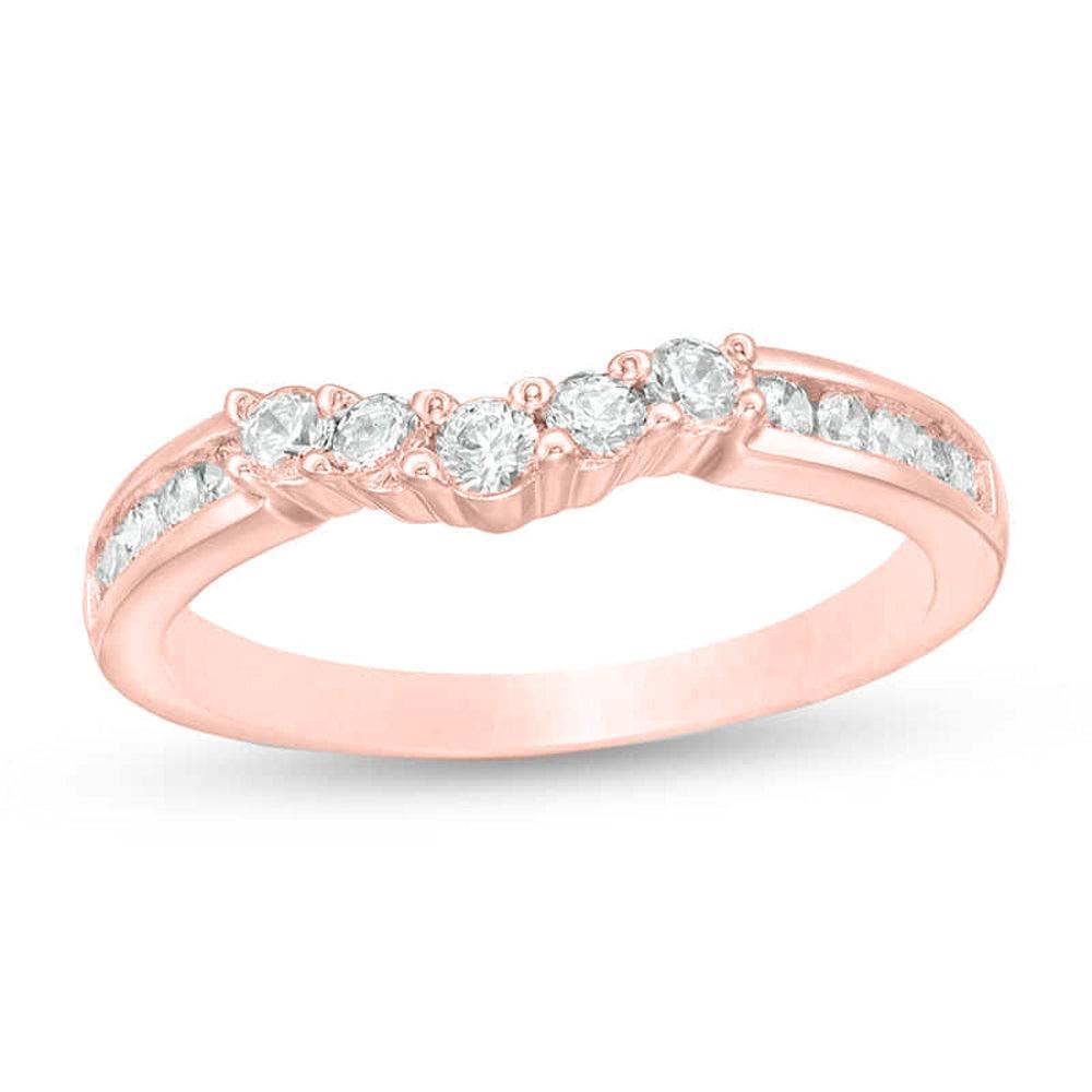 3/8 Cttw Diamond Contour Band in 14K Rose Gold (0.37 Cttw,I-I2) Diamond Weeding Band Ring