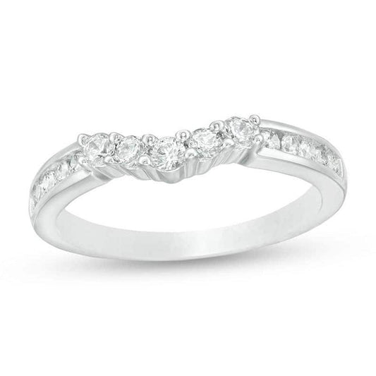 3/8 Cttw Diamond Contour Band in 14K White Gold (0.37 Cttw,I-I2) Diamond Weeding Band Ring