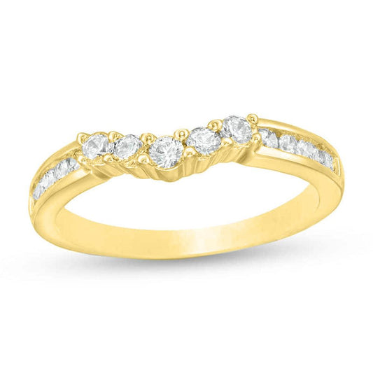 3/8 Cttw Diamond Contour Band in 14K Yellow Gold (0.37 Cttw,I-I2) Diamond Weeding Band Ring