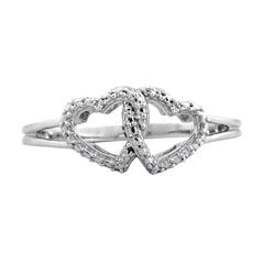 EternalDia Diamond Accent 10kt White gold T.W.o hearts Promise Ring - EternalDia