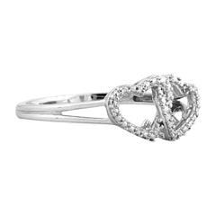EternalDia Diamond Accent 10kt White gold T.W.o hearts Promise Ring - EternalDia