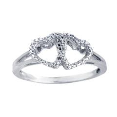 EternalDia Diamond Accent 10kt White gold T.W.o hearts Promise Ring - EternalDia