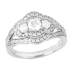 EternalDia 1 Carat T.W. Diamond 14kt White Gold Three Stone Engagement Ring - EternalDia