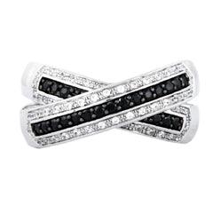 EternalDia 3/8 Carat T.W. Diamond Sterling Silver Crossover Ring - EternalDia