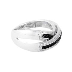 EternalDia 3/8 Carat T.W. Diamond Sterling Silver Crossover Ring - EternalDia