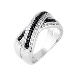 EternalDia 3/8 Carat T.W. Diamond Sterling Silver Crossover Ring - EternalDia