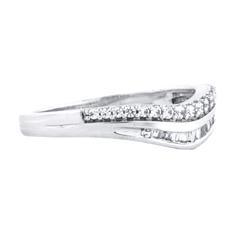 EternalDia 1/4 Carat T.W. Diamond 14kt White Gold Contour Band ring - EternalDia