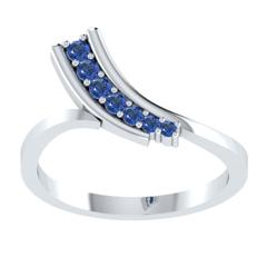 EternalDia Round 0.5 Ct Blue D/VVS1 Diamond 14k Finish Sterling Silver Curved Line Ring - EternalDia
