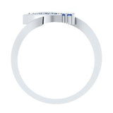 EternalDia Round 0.5 Ct Blue D/VVS1 Diamond 14k Finish Sterling Silver Curved Line Ring - EternalDia