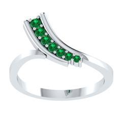 EternalDia Round 0.5 Ct Green D/VVS1 Diamond 14k Finish Sterling Silver Curved Line Ring - EternalDia