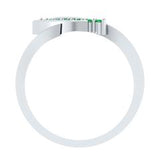 EternalDia Round 0.5 Ct Green D/VVS1 Diamond 14k Finish Sterling Silver Curved Line Ring - EternalDia