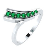EternalDia Round 0.5 Ct Green D/VVS1 Diamond 14k Finish Sterling Silver Curved Line Ring - EternalDia
