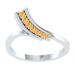 EternalDia Round 0.5ct Yellow D/VVS1 Diamond 14k Finish Sterling Silver Curved Line Ring - EternalDia