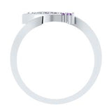 EternalDia Round 0.5ct Purple D/VVS1 Diamond 14k Finish Sterling Silver Curved Line Ring - EternalDia