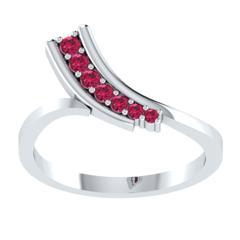 EternalDia Round 0.5 Ct Red D/VVS1 Diamond 14k Finish Sterling Silver Curved Line Ring - EternalDia